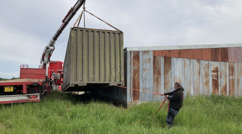 Container being delivered to Knettishall, news 23 May 2023